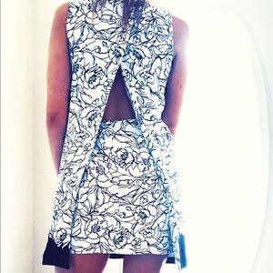 Black and white open back dress